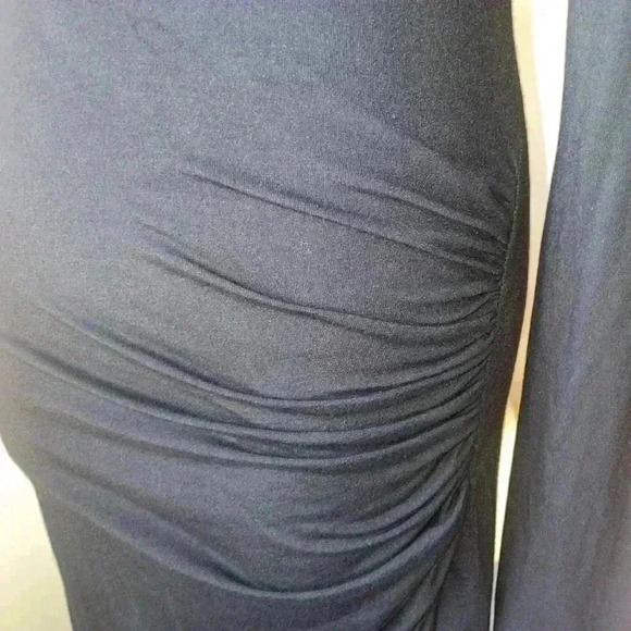 Reformation knit ruched black body on midi dress - Picture 6 of 8